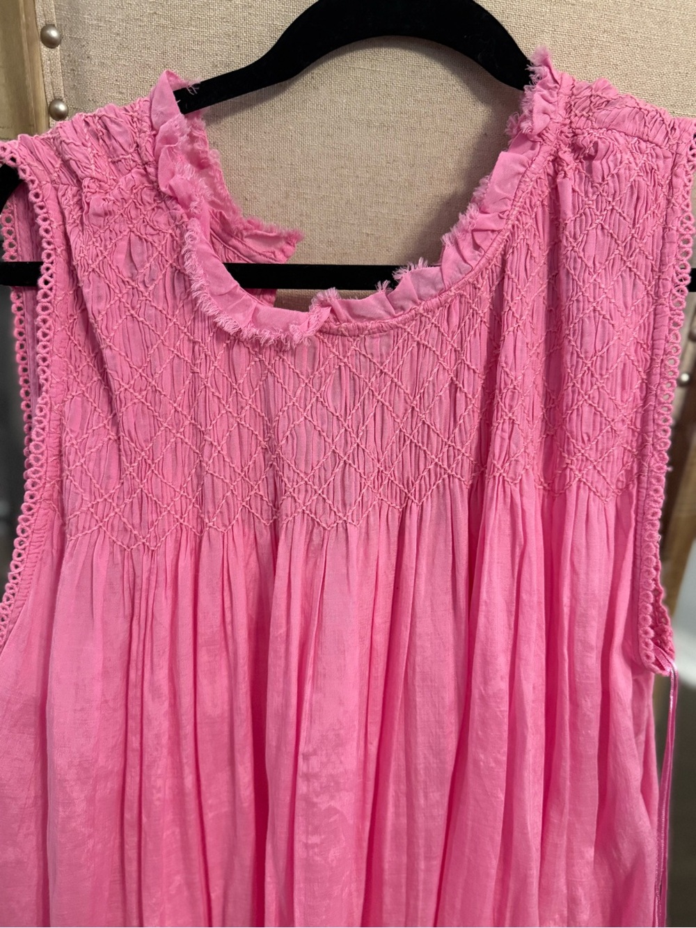 Free People Bright Pink Sleeveless Smocked Mini Dress - Picture 5 of 6